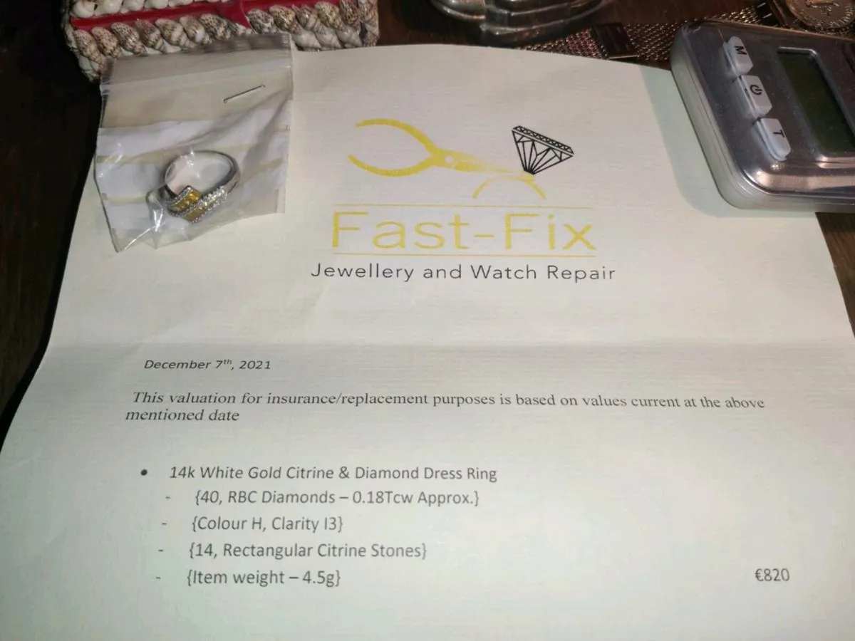 CITRINES & DIAMONDS, 14CT White Gold Ring & Cert ! - Image 4