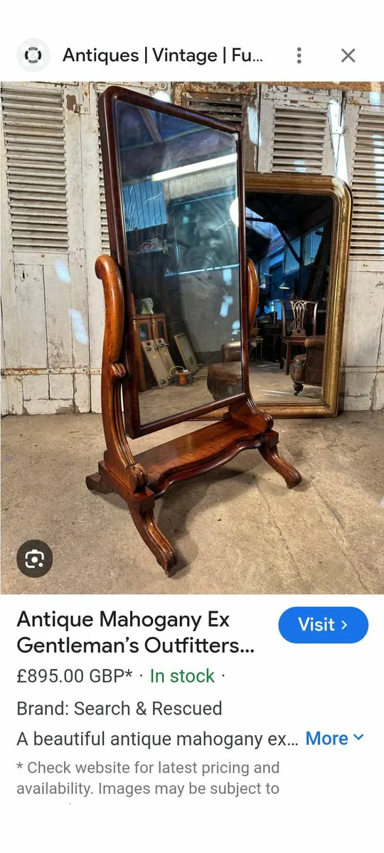 Beautiful large bevelled dress mirror on stand - Image 2