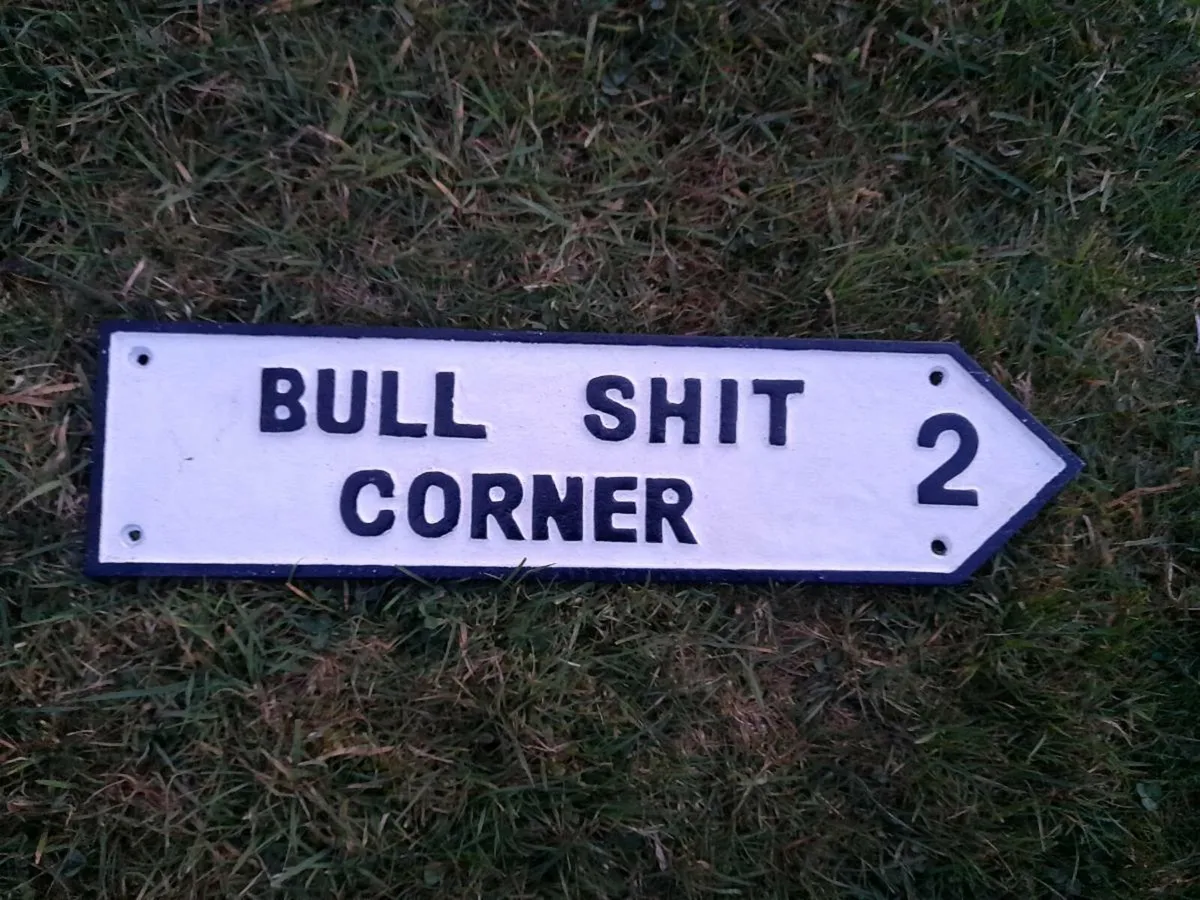 BS Corner Cast Iron Sign