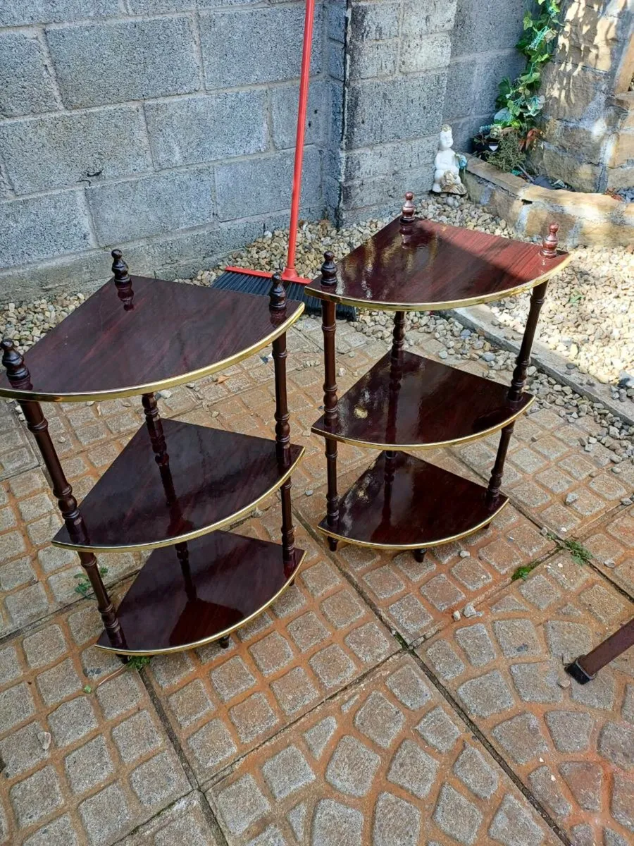 Vintage Mahogany Corner Shelves - Image 4