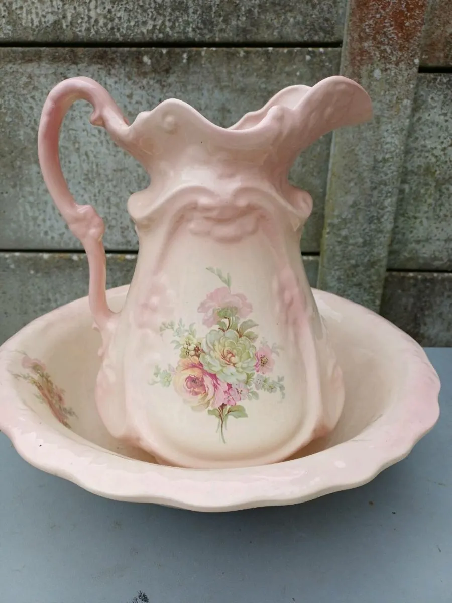 Victorian Original Ceramic Jug & Bowl - Image 1