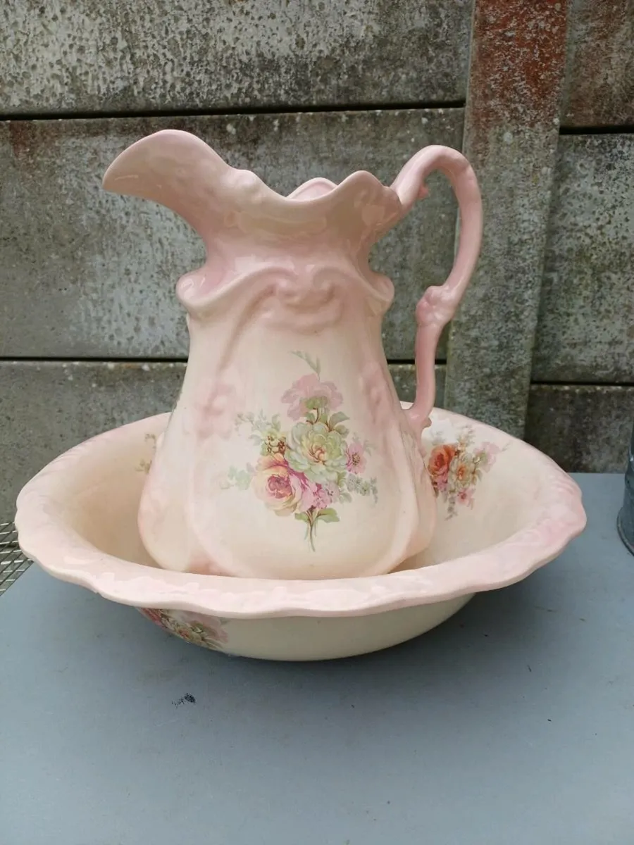 Victorian Original Ceramic Jug & Bowl - Image 3