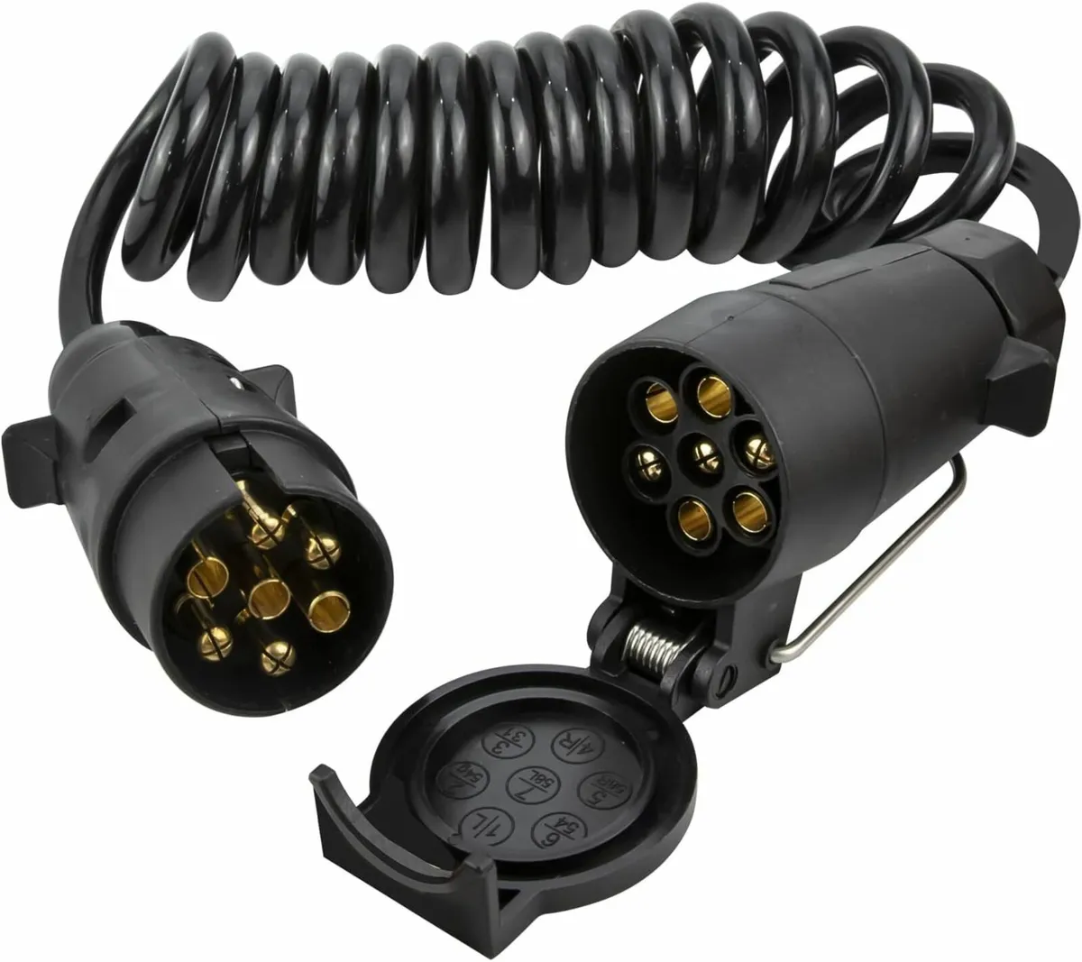 2M 7 Pin Trailer Extension Coiled Cable 7 Way Male