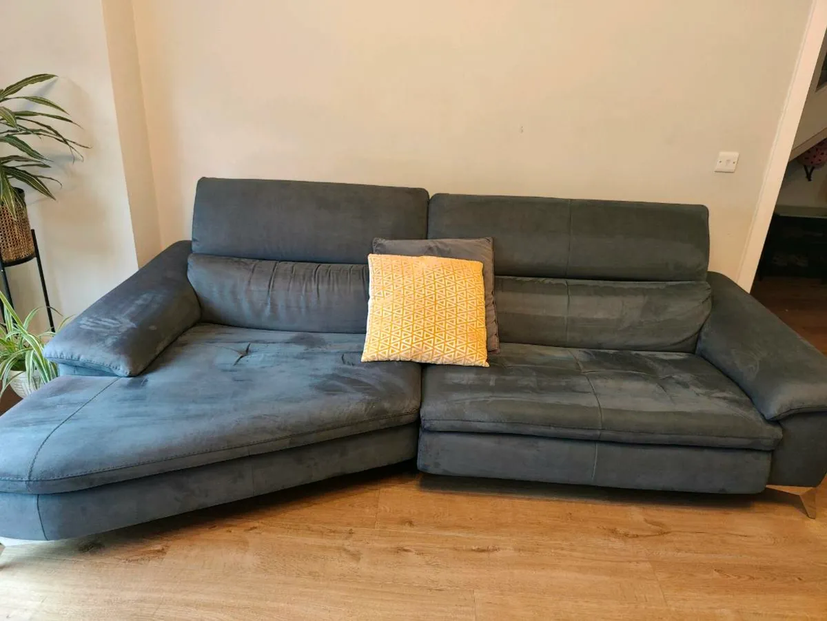 Blue leather Sofa - Image 1