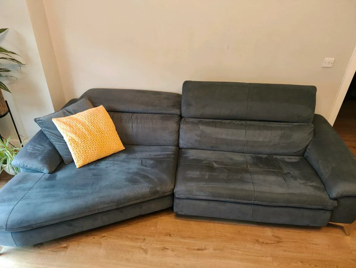 Blue leather Sofa - Image 3