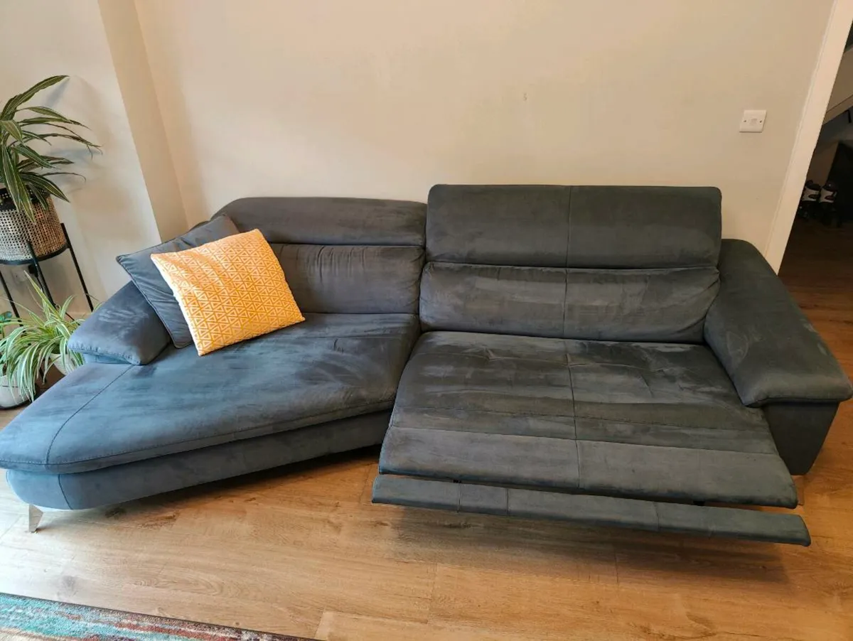 Blue leather Sofa - Image 4