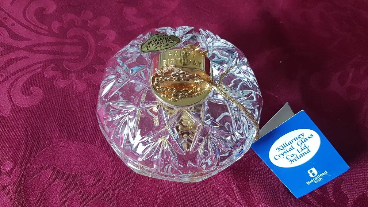 Killarney Crystal HappyBirthday LiddedJewelry Dish - Image 3
