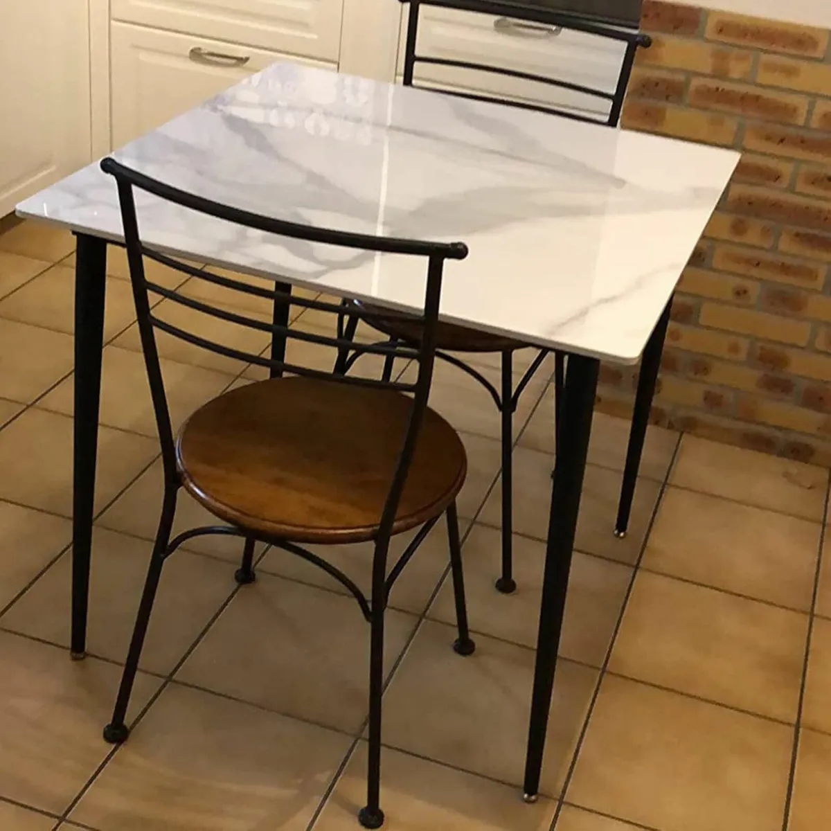 Kitchen Dining Table Marble Tabletop Square 80cm - Image 4