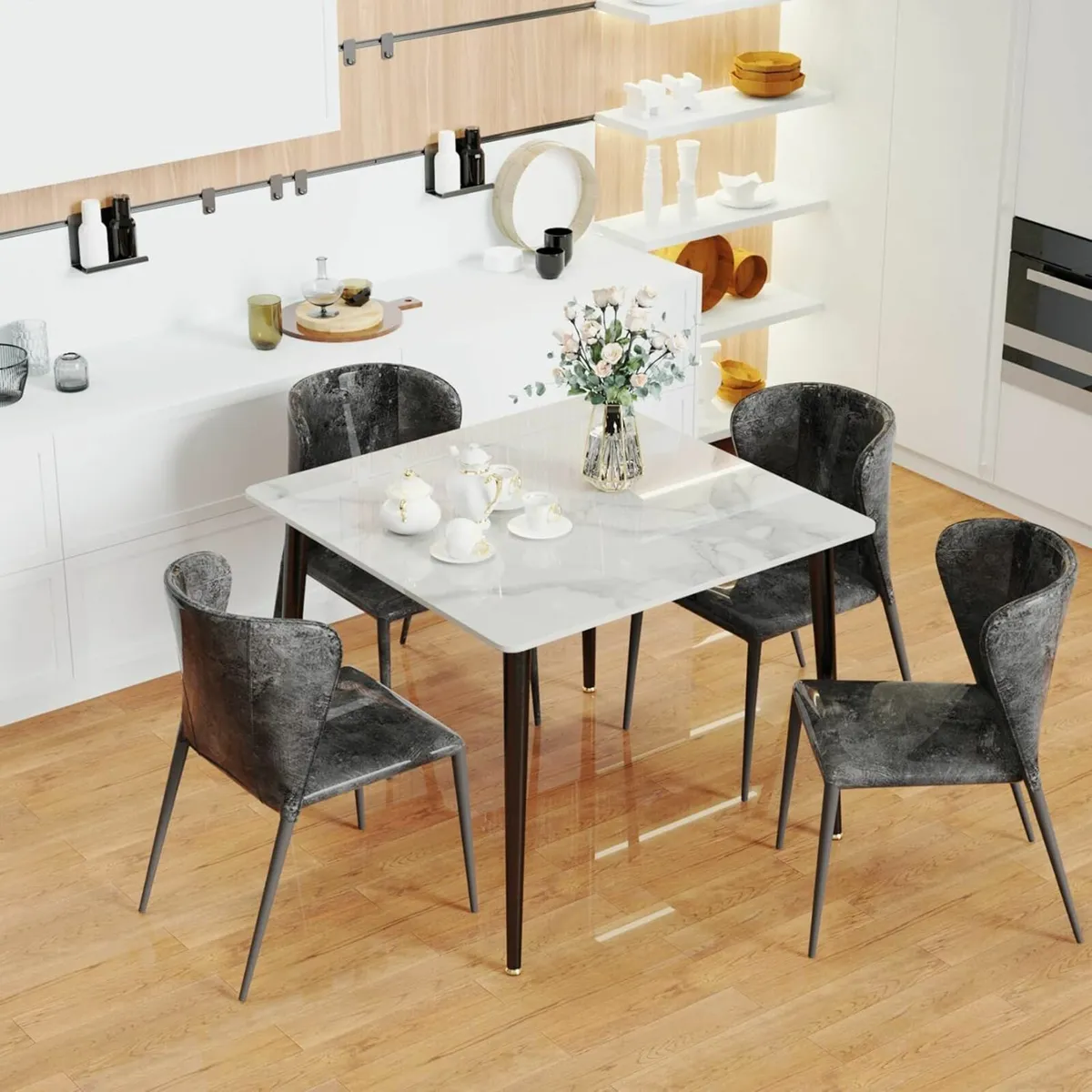 Kitchen Dining Table Marble Tabletop Square 80cm - Image 1