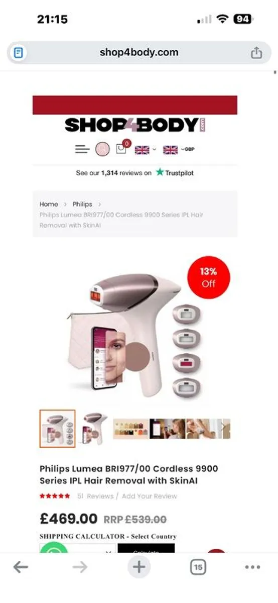 Philips Lumea BRI977 Model IPL9900 Serie Hair Removal - Image 3