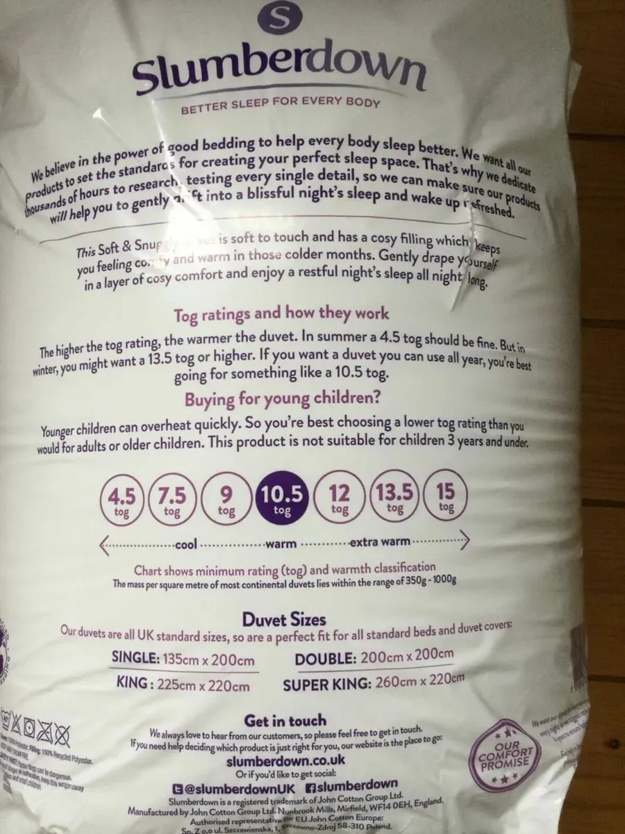 NEW SEALED Slumberdown Double Duvet 10.5 tog - Ima - Image 2