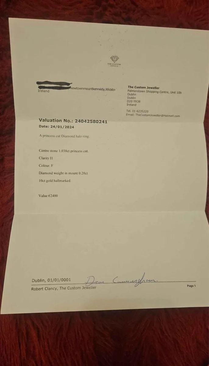 1.03ct diamond ring F/l1 1.23ctw 10ct Gold New - Image 2