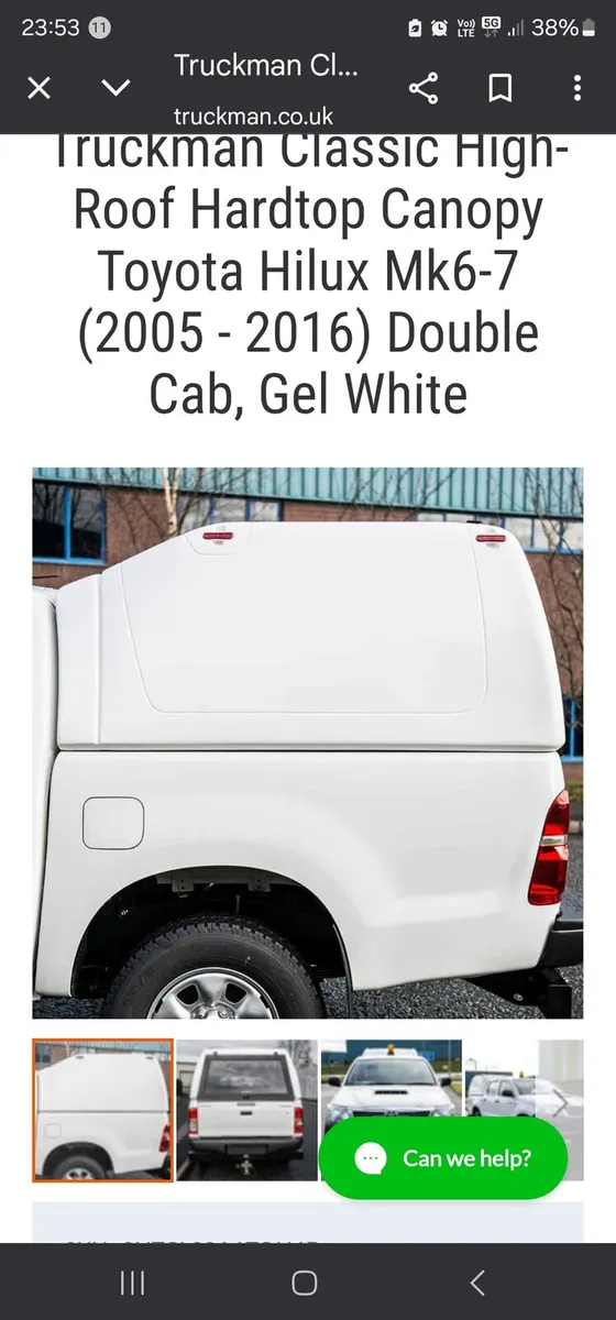 Truckman Classic High-Roof Hardtop Canopy Toyota H - Image 1