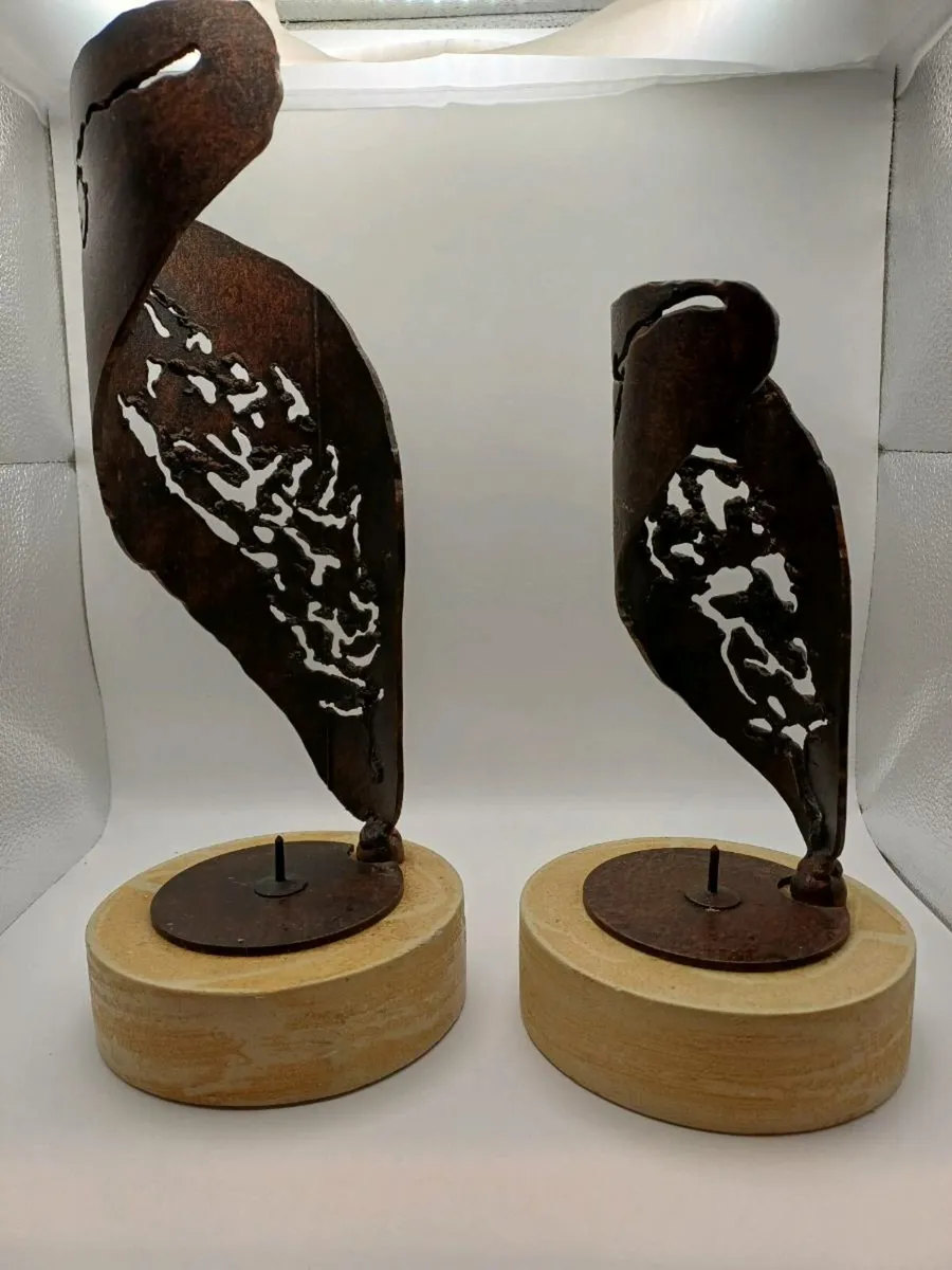 Pair of hand forged candle pilard - Image 2