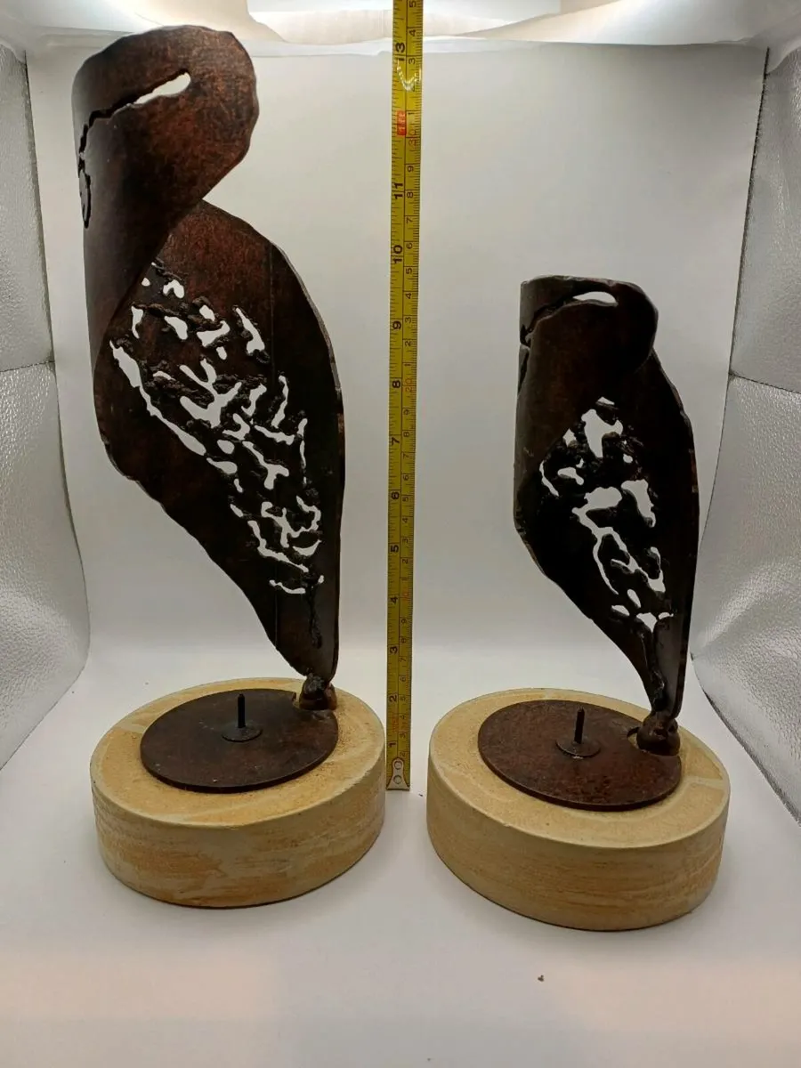 Pair of hand forged candle pilard - Image 3