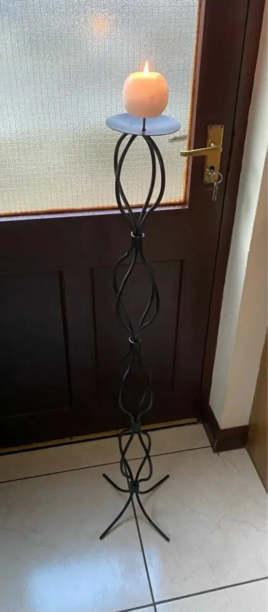 Beautiful Tall Sturdy Cast Iron Candle Holder - Image 3