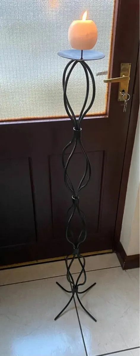 Beautiful Tall Sturdy Cast Iron Candle Holder - Image 4