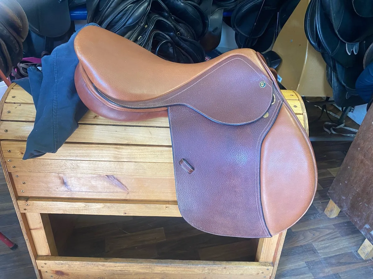 17.5 brown Leather jumping saddle - Image 1
