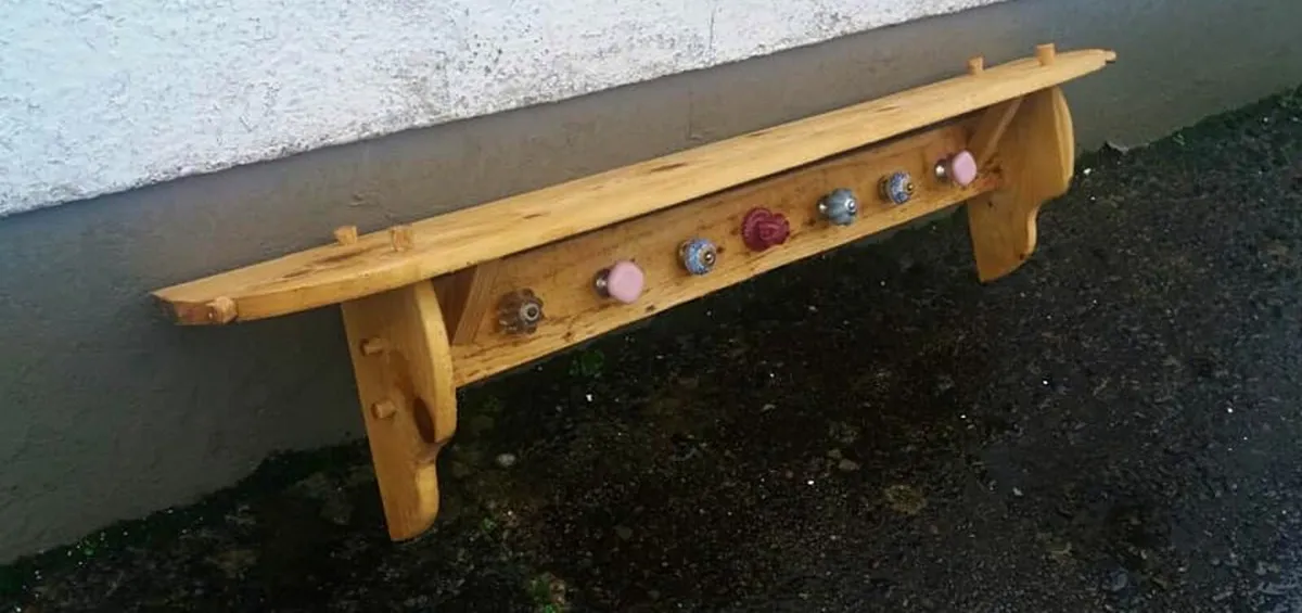 Rustic Coat n Hat Rack / Floating Shelf - Image 1