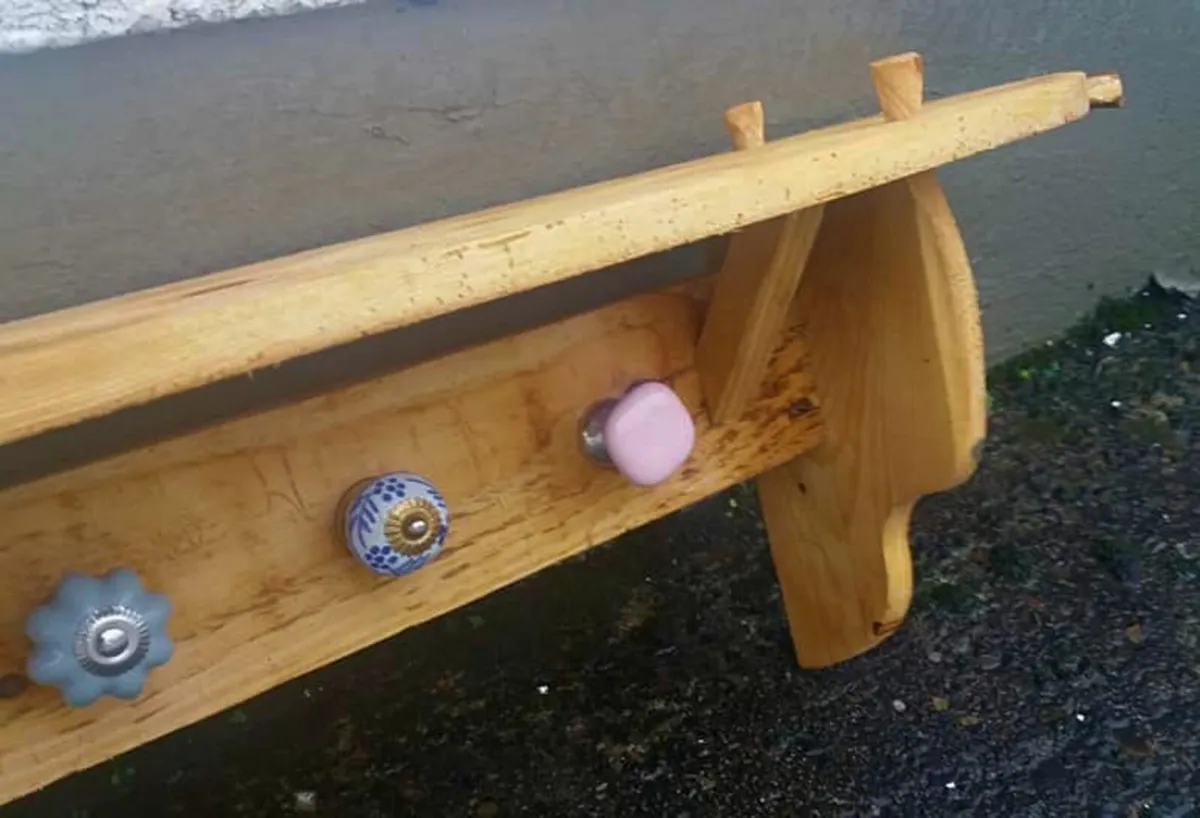 Rustic Coat n Hat Rack / Floating Shelf - Image 4