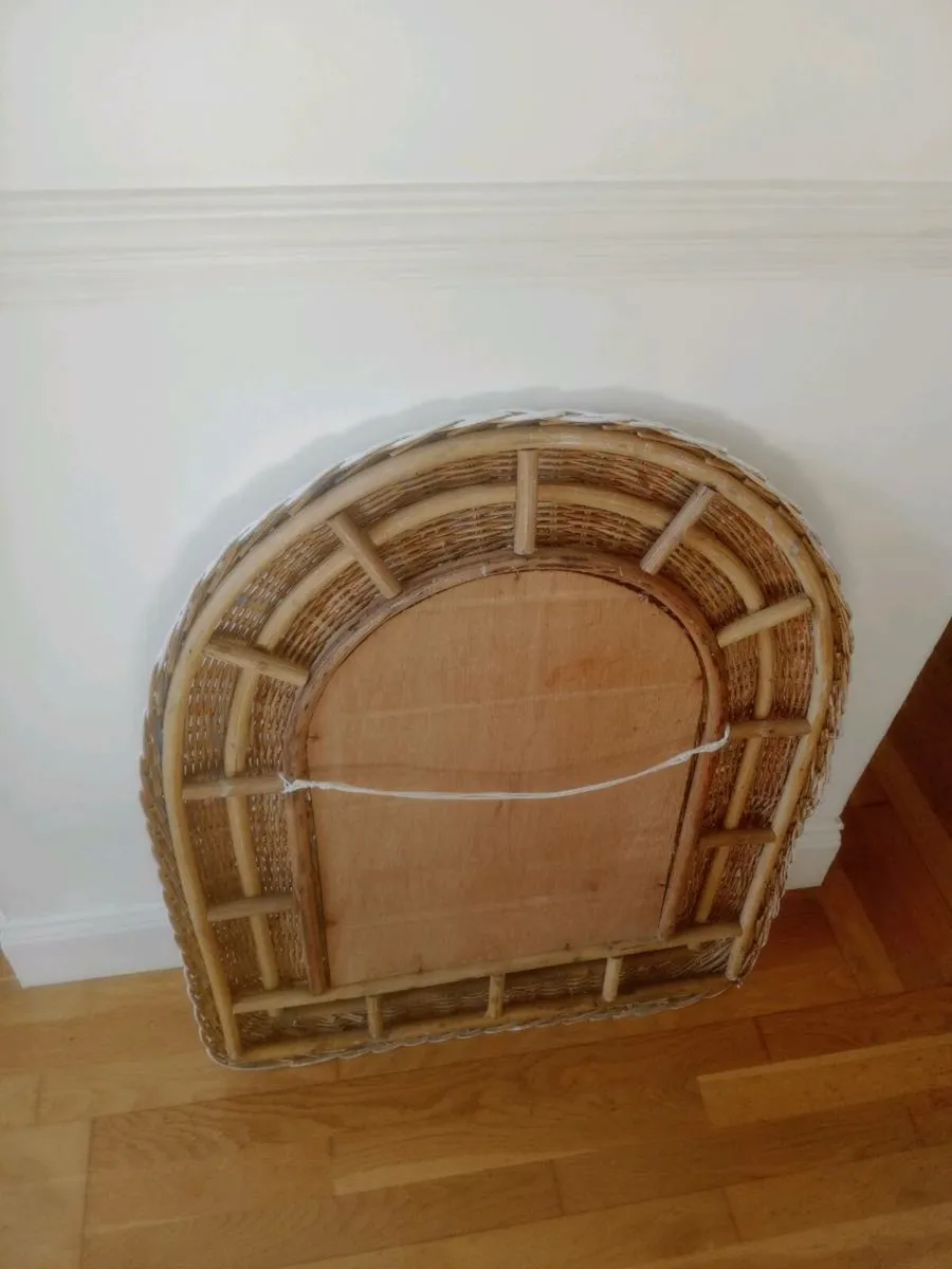 White rattan style mirror - Image 2