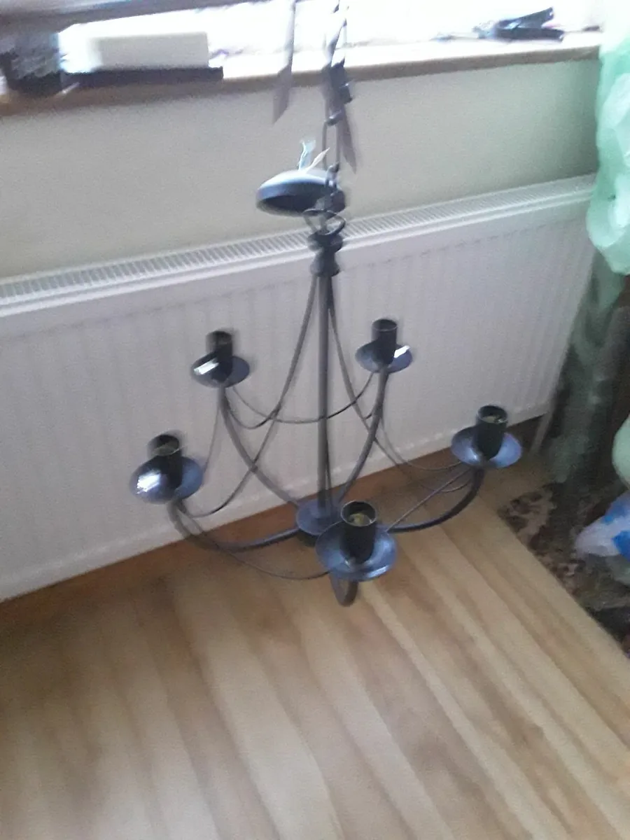 Black metal five candlestick pendant shade - Image 2