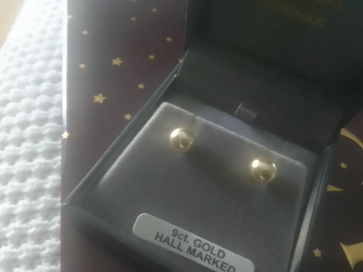 9ct yellow gold ball stud earrings new in box - Image 4
