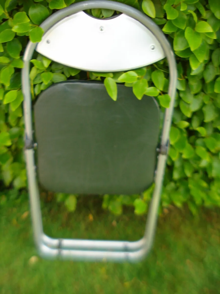 METAL FOLD UP CHAIR,REAL LEATHER SEAT & BACK COVER - Image 3