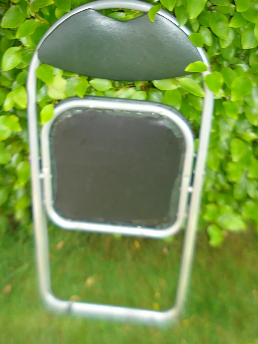 METAL FOLD UP CHAIR,REAL LEATHER SEAT & BACK COVER - Image 4