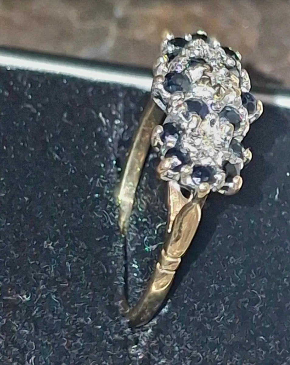 Exquisite 9ct Yellow Gold Sapphire Vintage... - Image 2