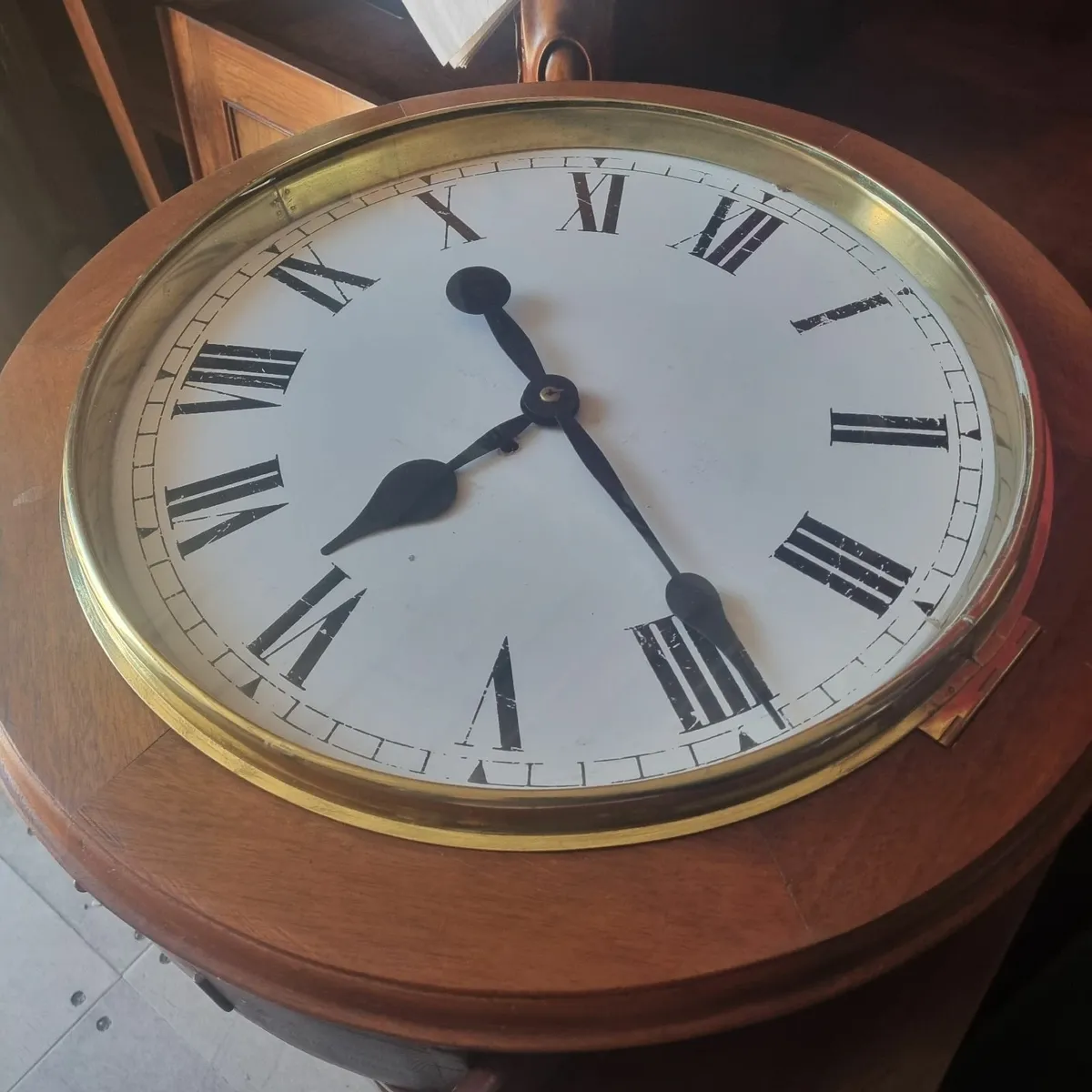 2 ft wide large victorian fusee wall clock - Image 1