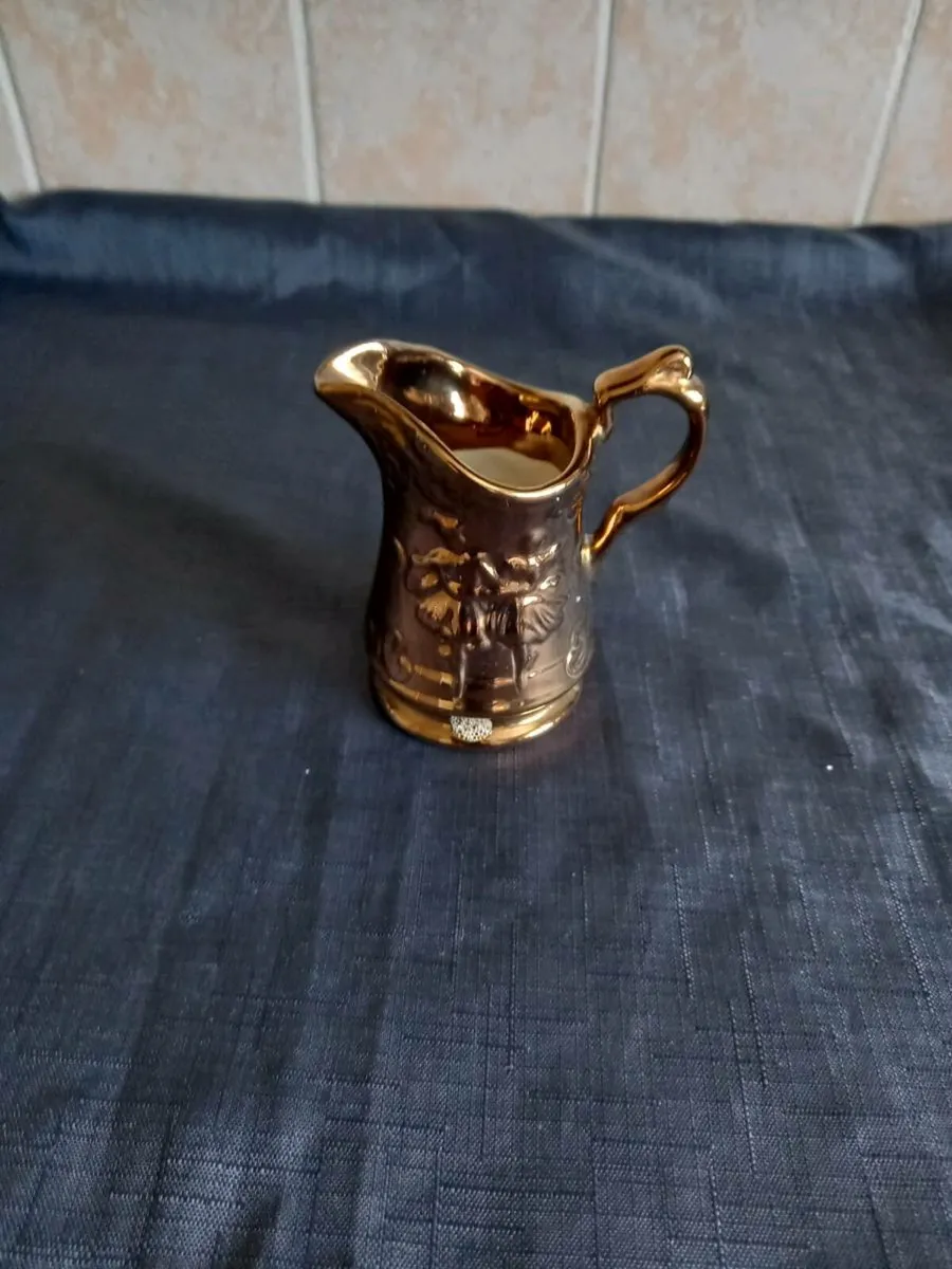 3 Copper Lusterware Pottery Jugs - Image 1