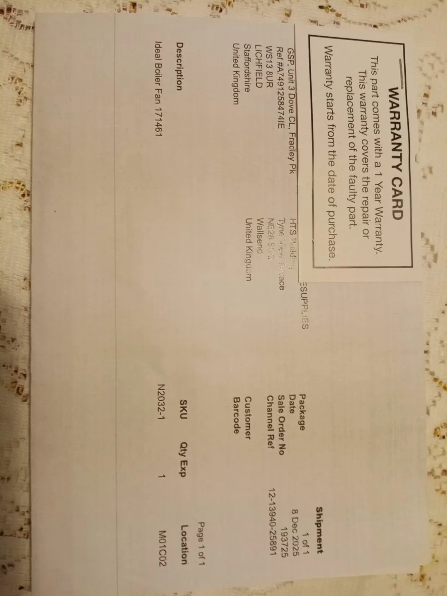 Ideal Classic Gas Boiler Fan Assembly 171461 - Image 4