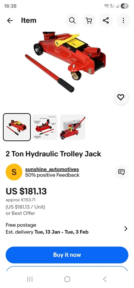 Ultimate Speed Hydraulic Trolley Jack – 2 Ton - Image 1