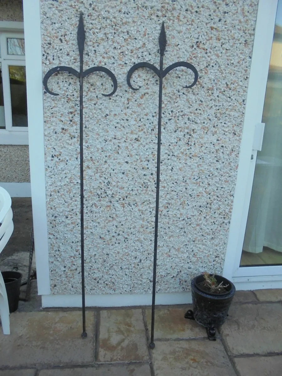 Vintage Wrought Iron Spears x 2 for Sale - Image 1