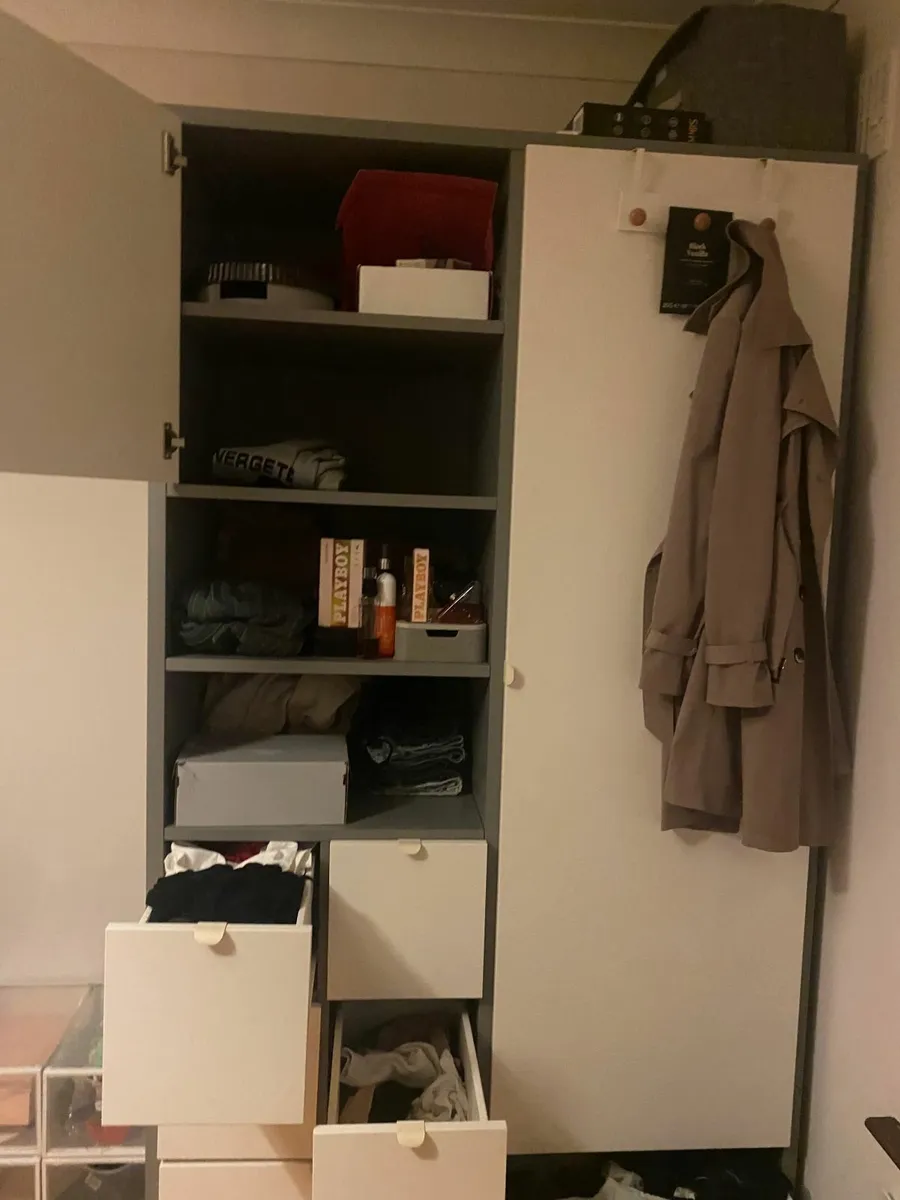 Wardrobe white, grey and tall - Image 2