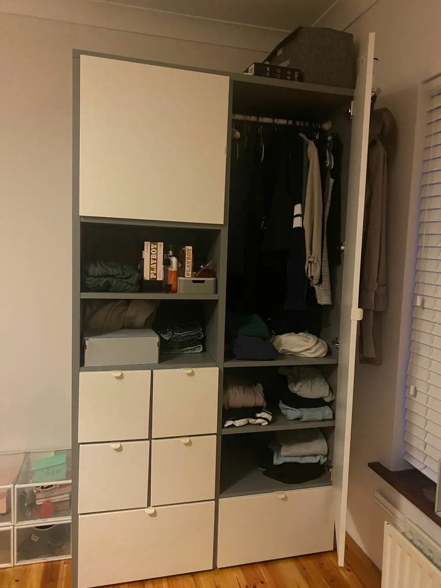 Wardrobe white, grey and tall - Image 3