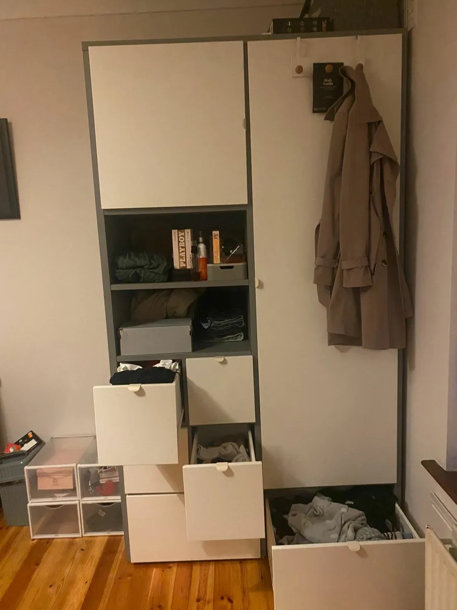 Wardrobe white, grey and tall - Image 4