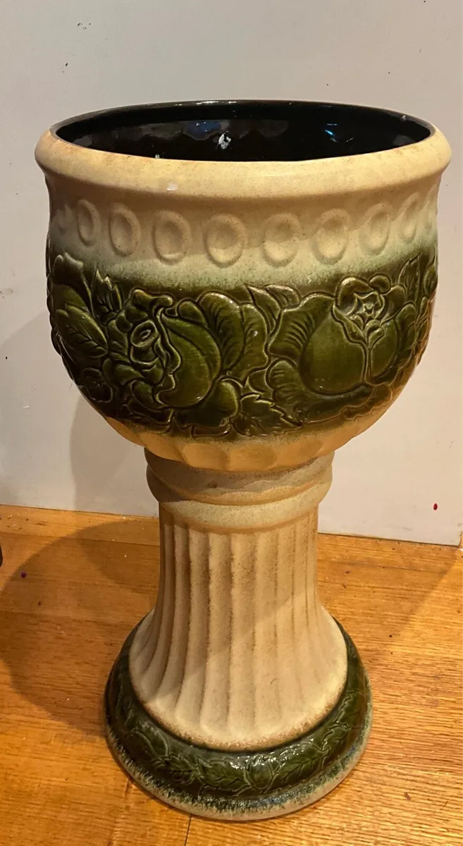 Vintage West German Ceramic Pedestal Planter - Image 3
