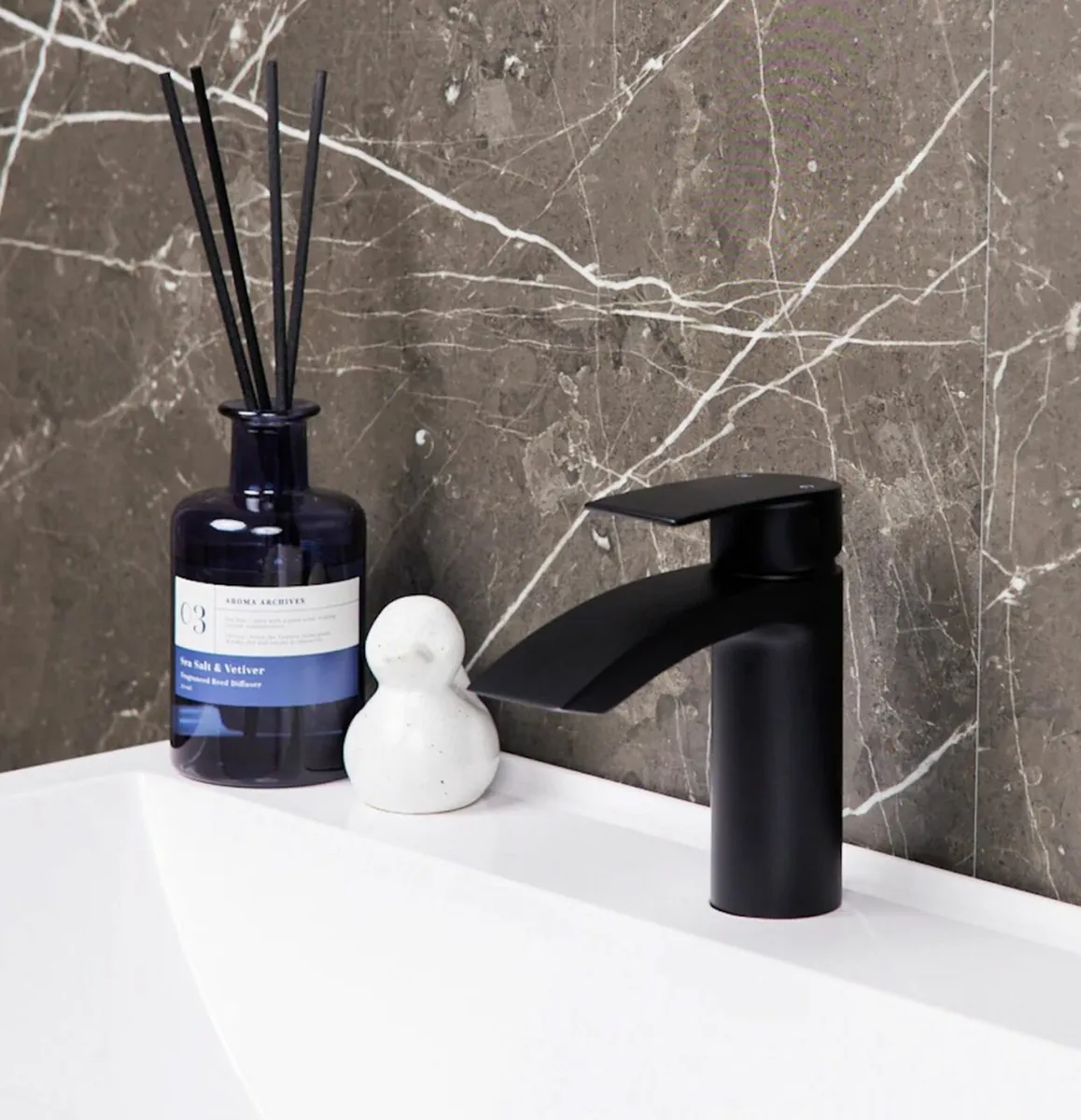 Waterfall Basin Sink Mixer Tap | Matt Black - Image 3