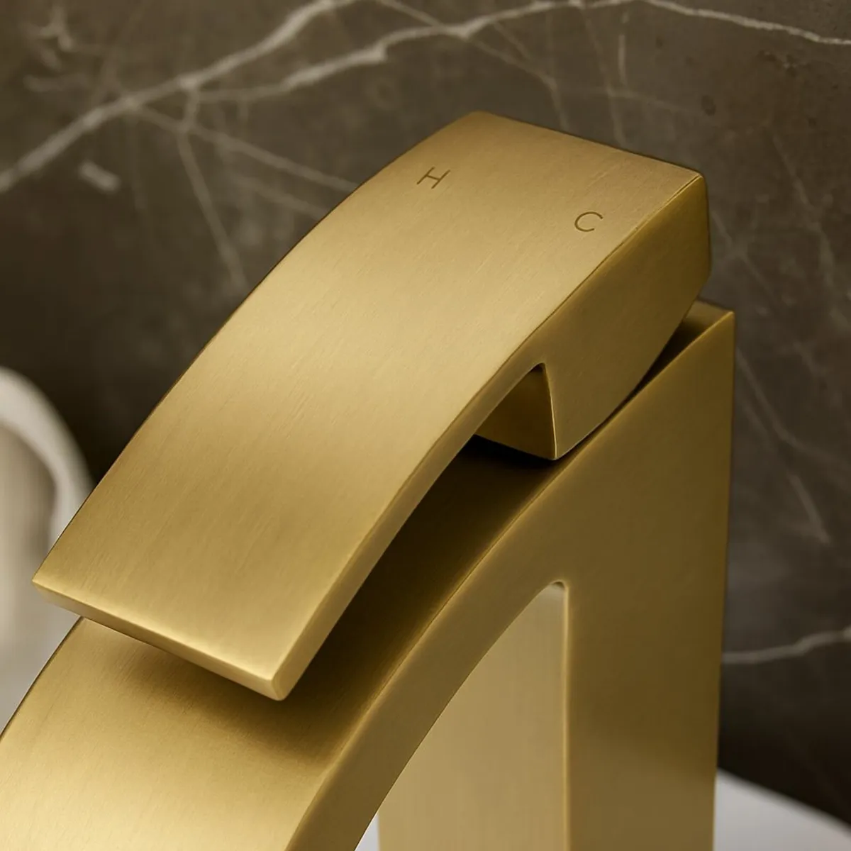 Waterfall Gold Basin Mixer Tap | Brushed Brass - Image 4