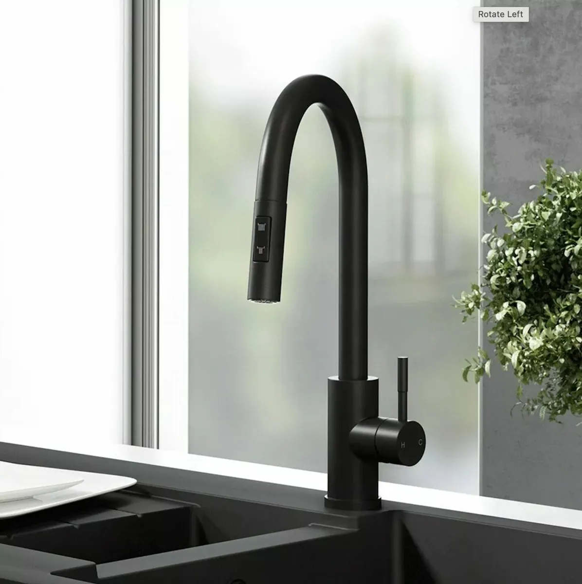 Matt Black Pull-Out Kitchen Sink Mixer Tap - Image 1