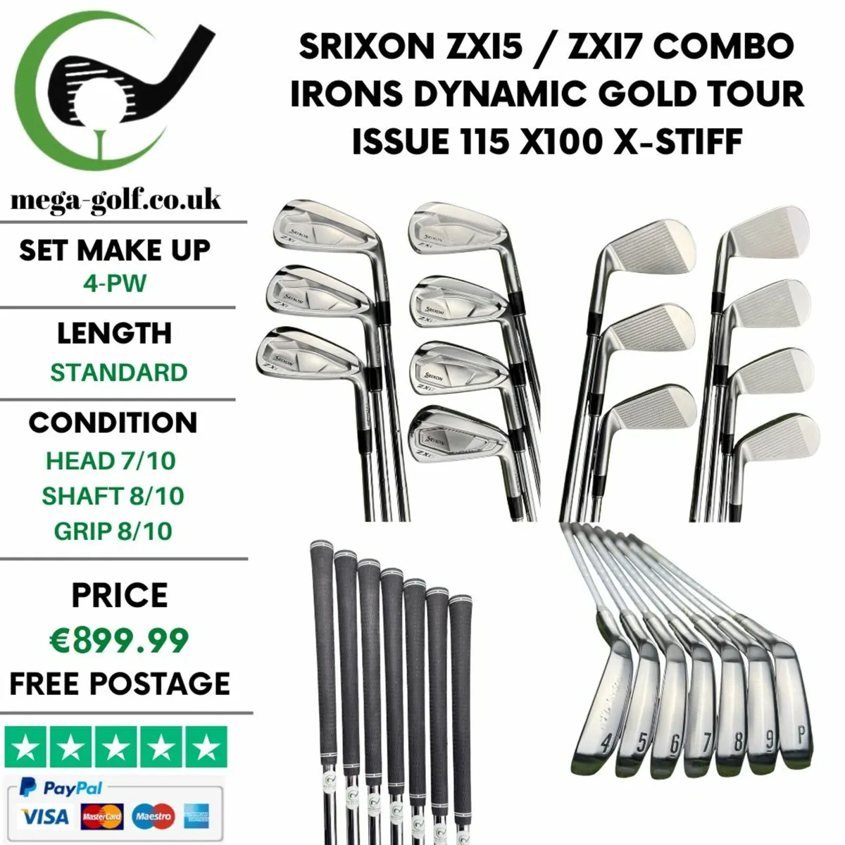 Srixon ZXi5 / ZXi7 Combo Irons / 4-Pw / X-Stiff - Image 1