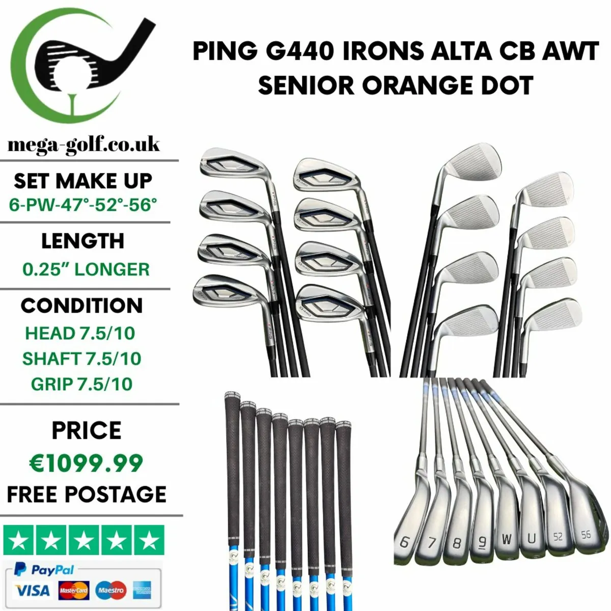 Ping G440 Irons / 6-Pw-47°-52°-56° / Senior - Image 1