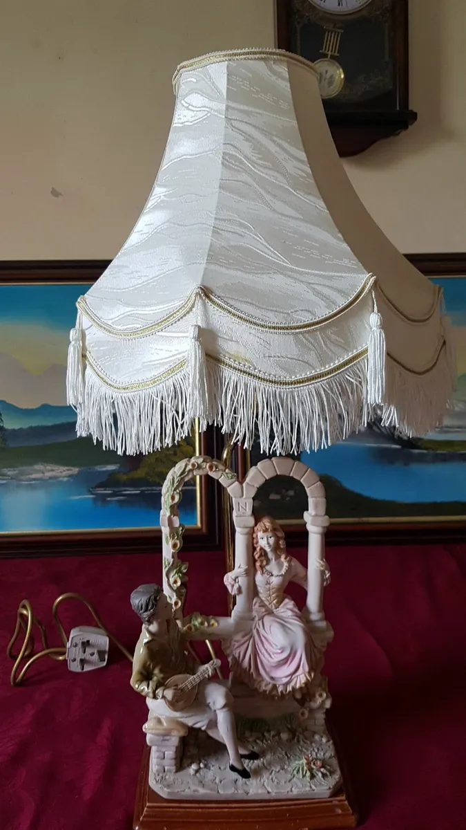 17" Tall Capodimonte Signed Italian Figurine Lamp - Image 4