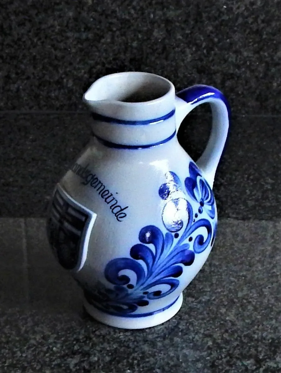 Large Salt Glazed Stamped Pitcher - Image 1