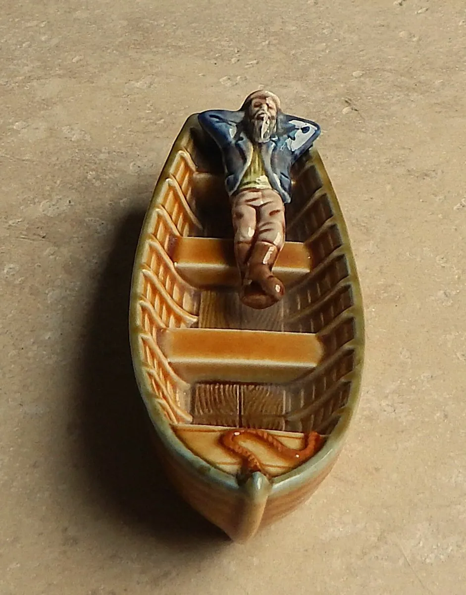 Vintage Wade Porcelain Figurine of Man in a Boat - Image 1