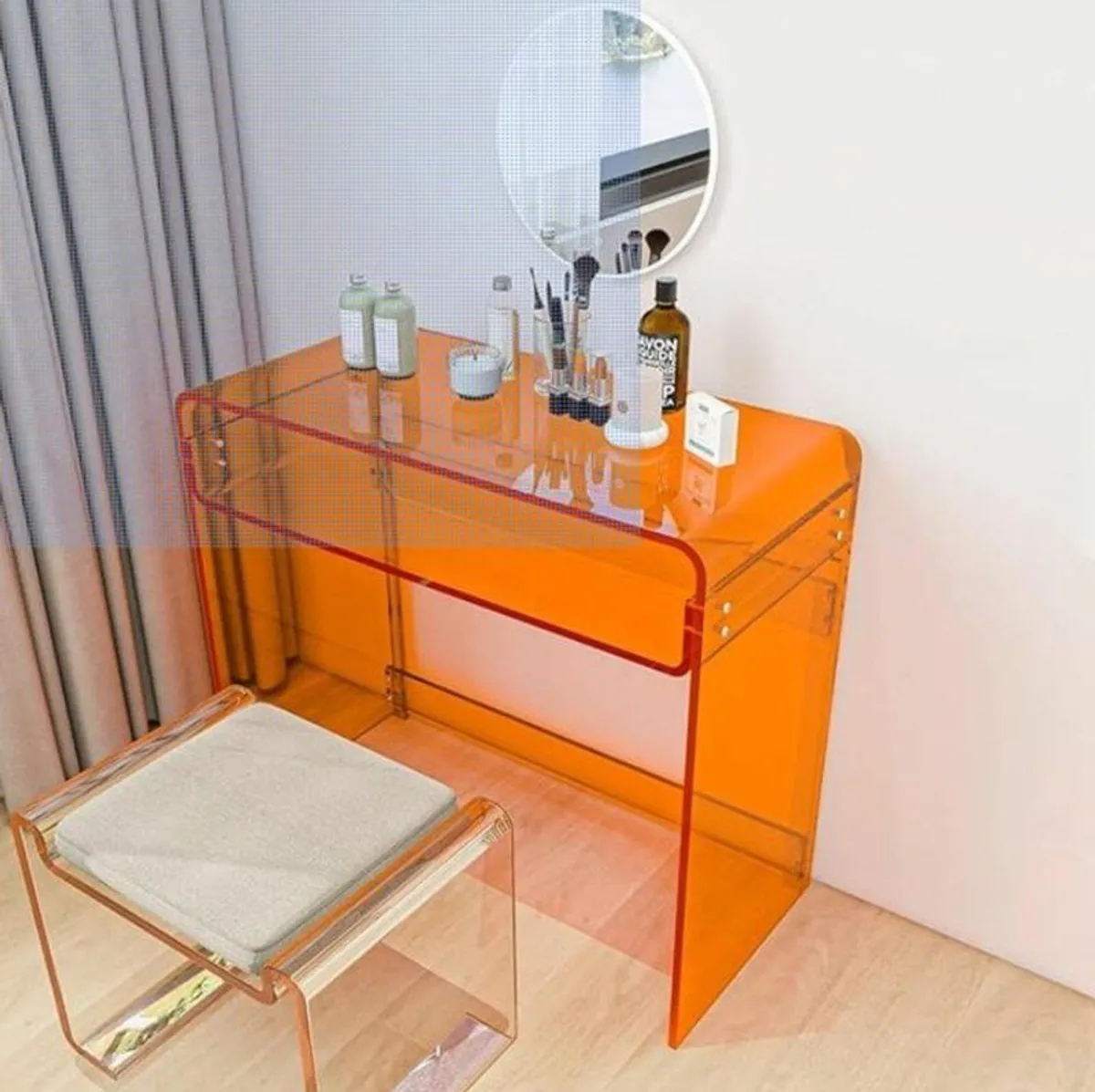 Designer Orange Acrylic Desk & Console Table - Image 3