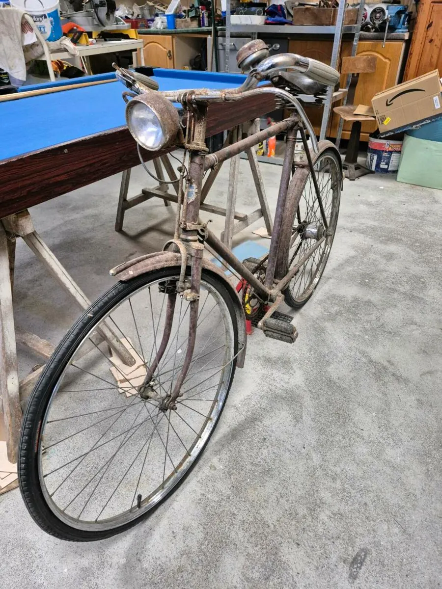 Raleigh bike & vintage drum mower - Image 1