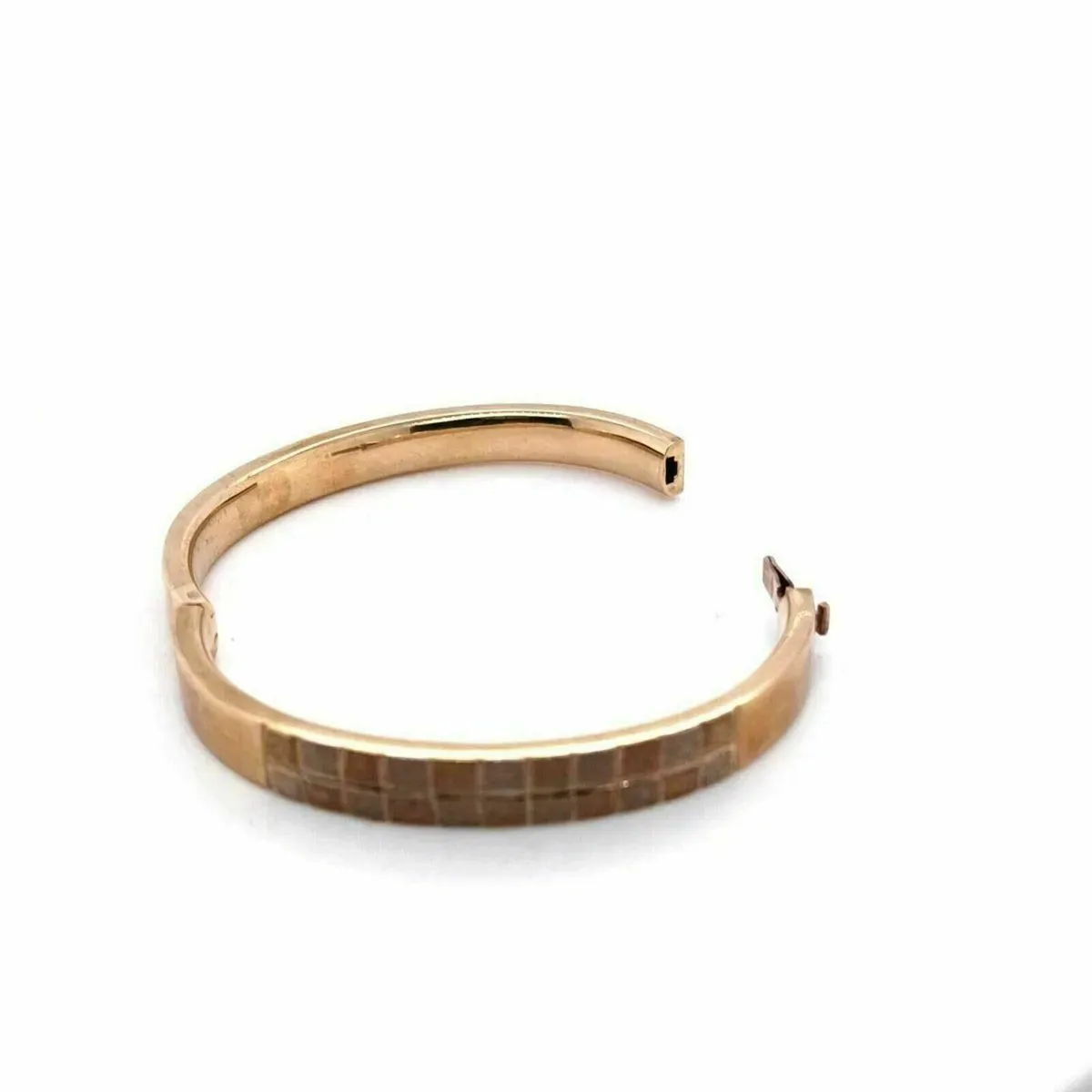 Vintage 9k Yellow Gold Bangle with Textured Panel - Image 2